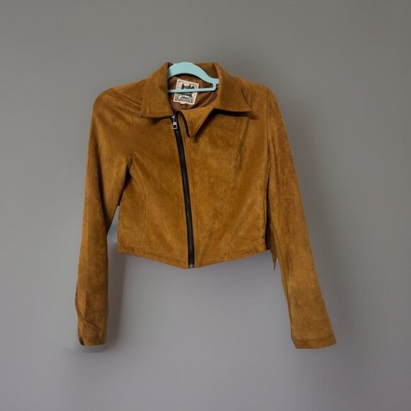 Jaase Brown Suede Cropped Jacket w Fringe, Size Small, Western Cowgirl Boho - Picture 1 of 6